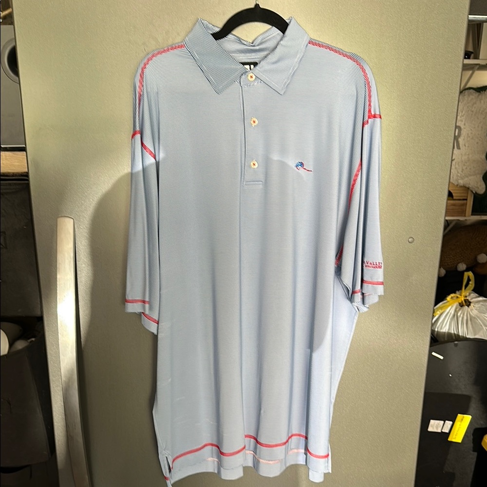 Men's Light Blue Polo Shirt with Red Accents